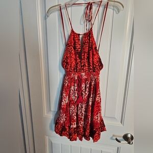 Free People Red and White Midi Dress